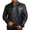 Aaron Distressed Black Vintage Cowhide Leather Jacket