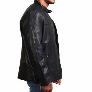Angus Black Genuine Leather Biker Jacket For Men