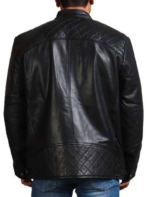 Angus Black Genuine Leather Biker Jacket For Men