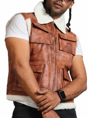 Arnold Brown Leather Shearling Trucker Jacket
