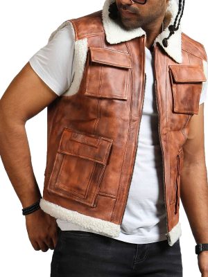 Arnold Brown Leather Shearling Trucker Jacket