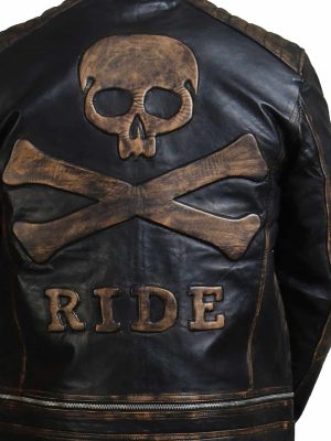 Bones And Skull Black Zipper Motorcycle Jacket