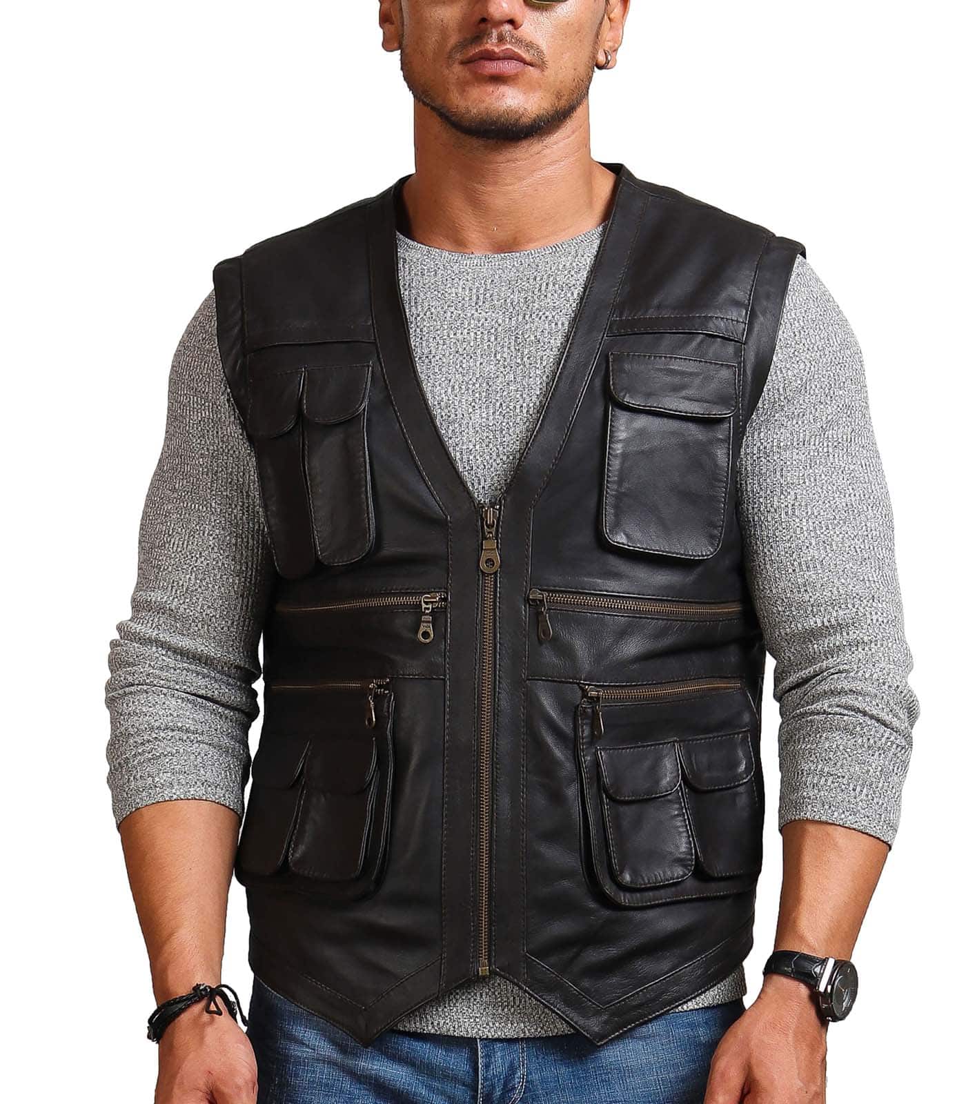 Chris Pratt Men's Black Leather Vest