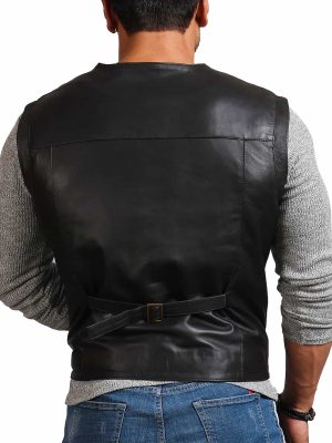 Chris Pratt Men's Black Leather Vest