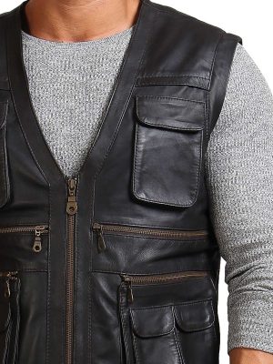 Chris Pratt Men's Black Leather Vest
