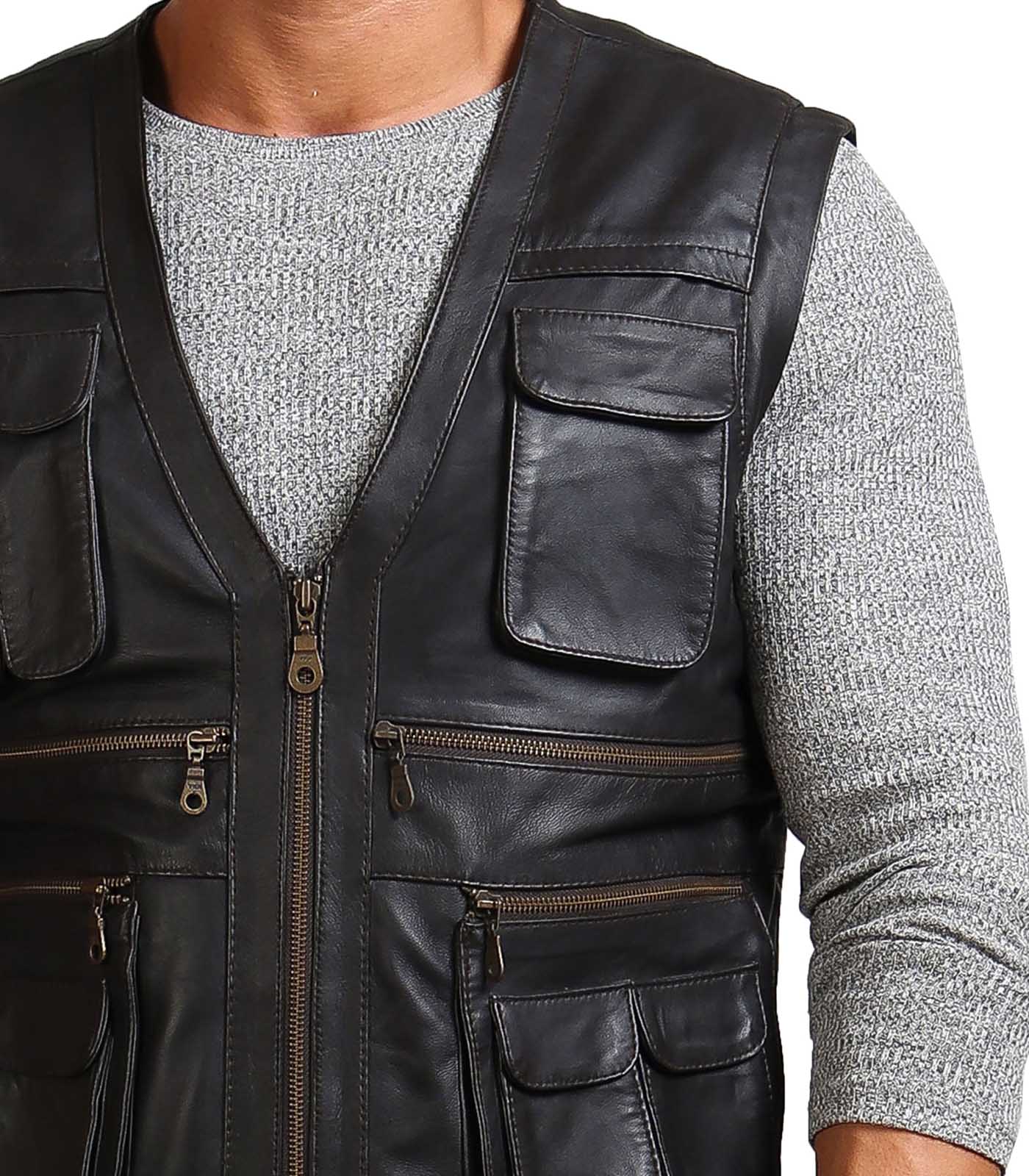 Chris Pratt Men's Black Leather Vest