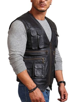 Chris Pratt Men's Black Leather Vest