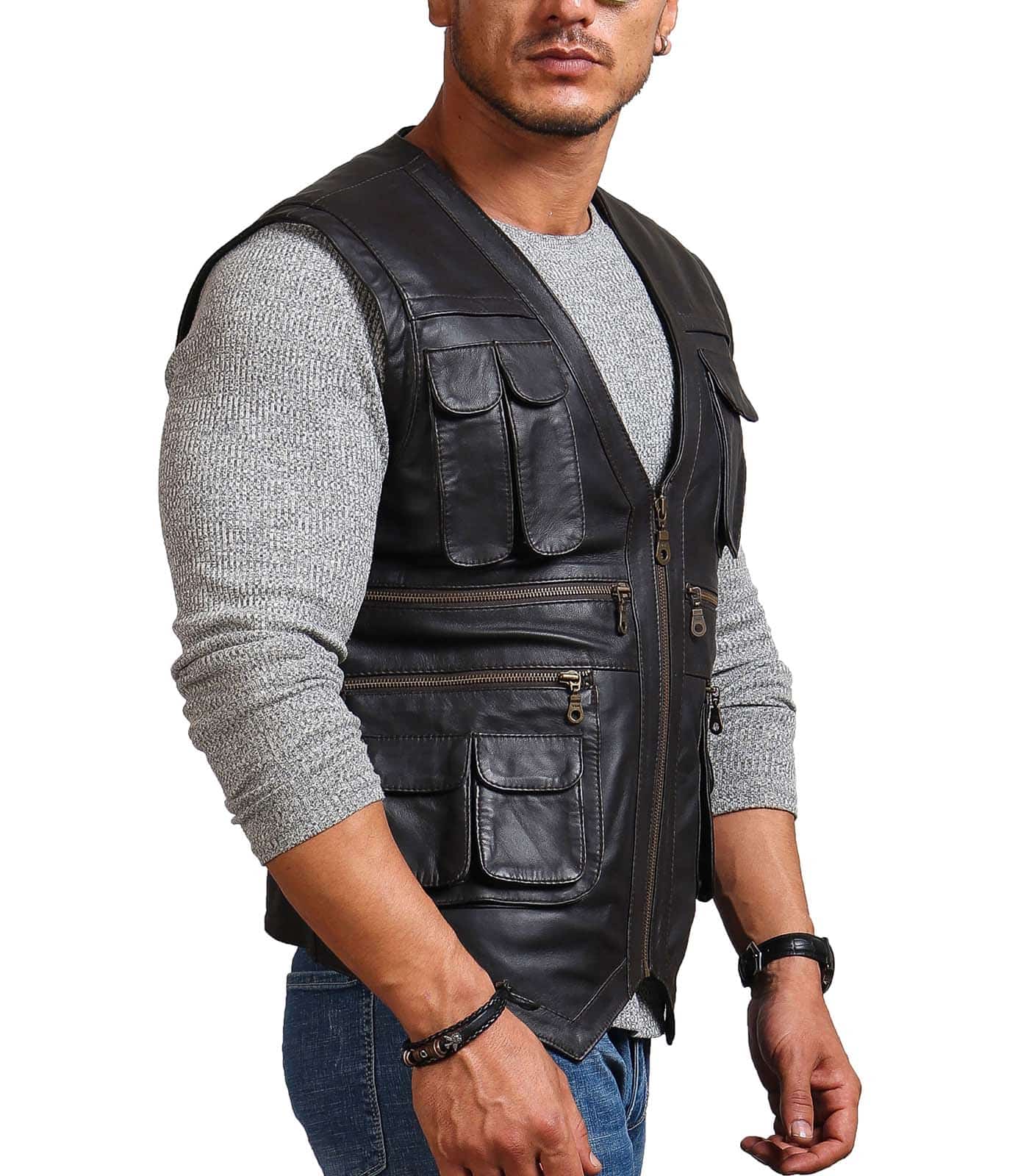 Chris Pratt Men's Black Leather Vest