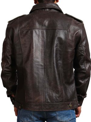 French Brown Trucker Vintage Leather Jacket For Men