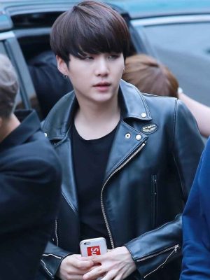 Jungkook BTS Black Leather Jacket