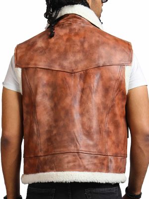 Arnold Brown Leather Shearling Trucker Jacket