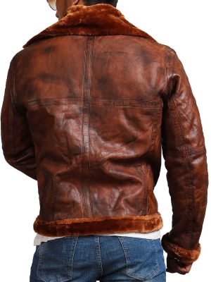 Bosun Distressed Brown Leather Shearling Jacket