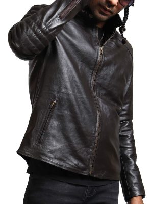 Sword Dark Brown Biker Leather Jacket