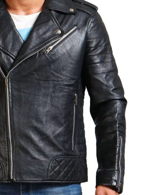 Mystic Black Leather Motorcycle Jacket For Men