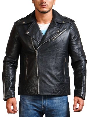 Mystic Black Leather Motorcycle Jacket For Men