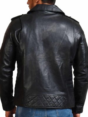 Mystic Black Leather Motorcycle Jacket For Men