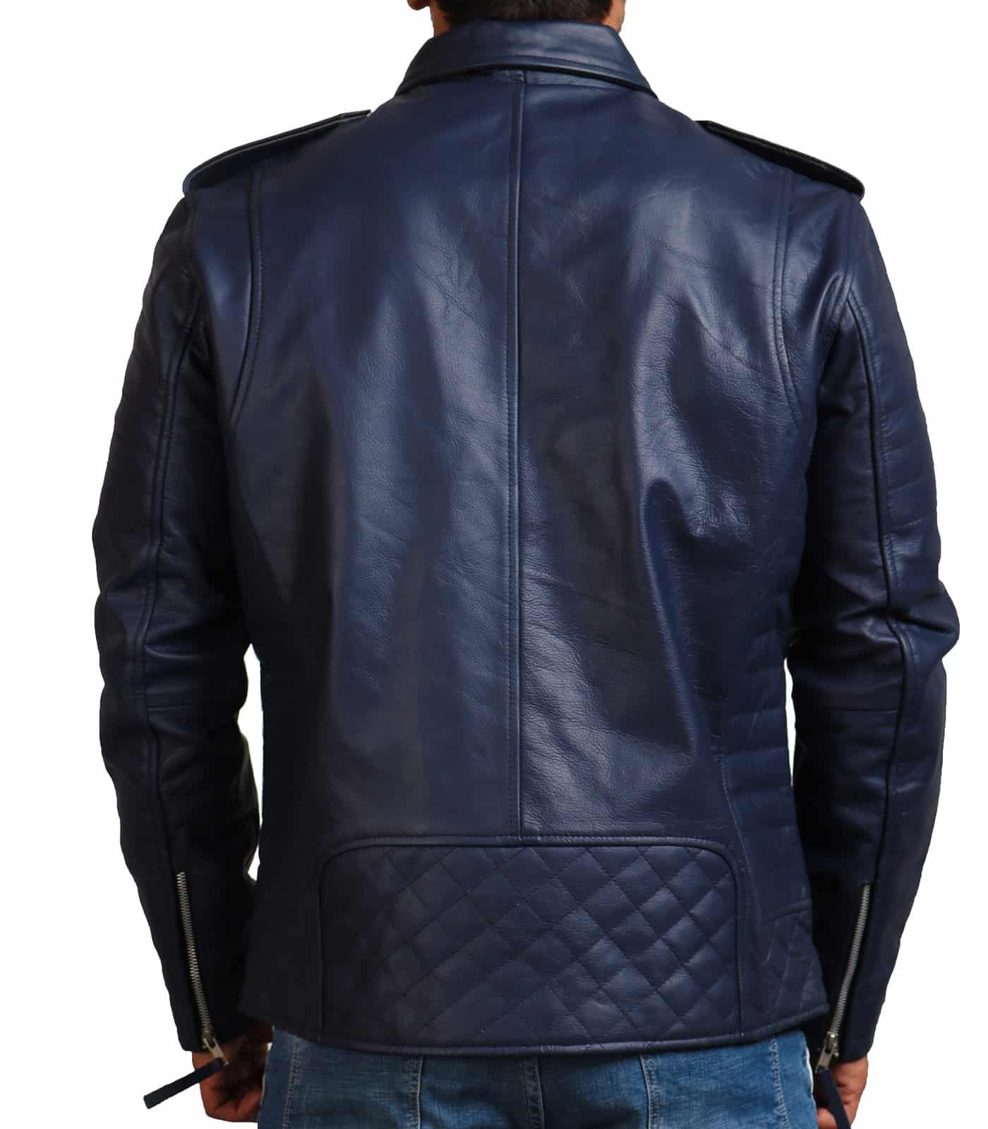Night Rider Blue Leather Motorcycle Jacket