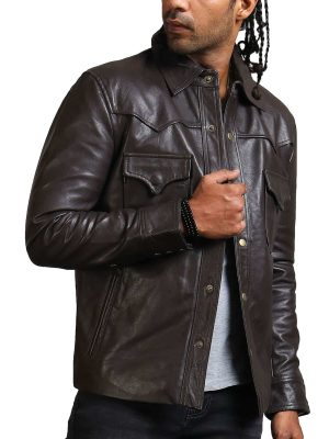 Postman Bistre Brown Genuine Leather Jacket For Men