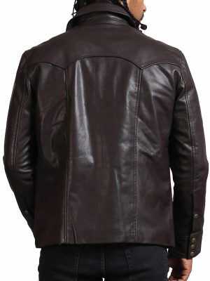 Postman Bistre Brown Genuine Leather Jacket For Men