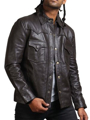 Postman Bistre Brown Genuine Leather Jacket For Men