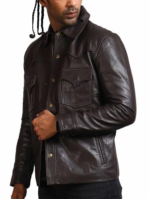 Postman Bistre Brown Genuine Leather Jacket For Men