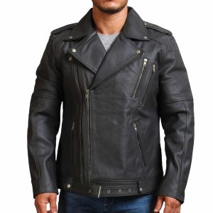 Raven Black Café Racer Biker Leather jacket