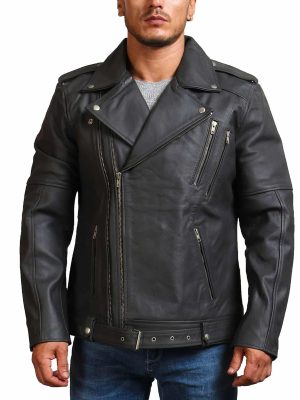 Raven Black Café Racer Biker Leather jacket