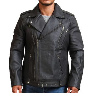 Raven Black Café Racer Biker Leather jacket