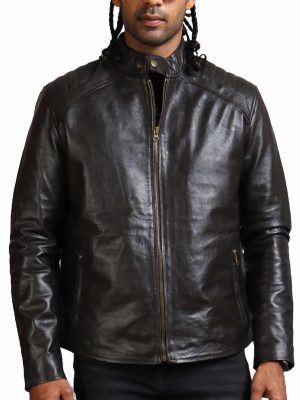 Sword Dark Brown Biker Leather Jacket