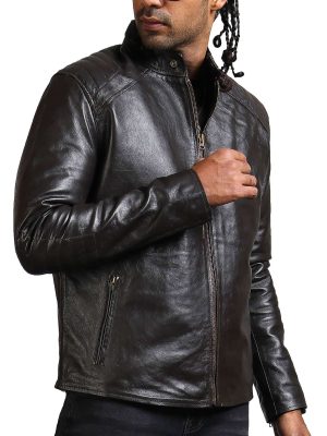 Sword Dark Brown Biker Leather Jacket