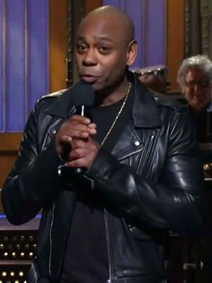Dave Chapelle Black Biker Leather Jacket