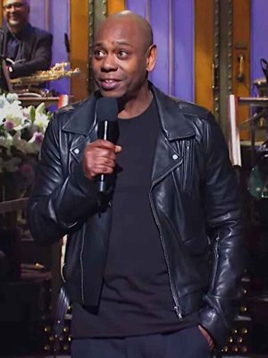 Dave Chapelle Black Biker Leather Jacket