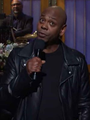 Dave Chapelle Black Biker Leather Jacket