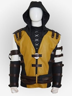Mortal Kombat X Scorpion Leather Jacket With Hood
