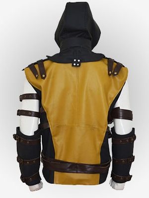 Mortal Kombat X Scorpion Leather Jacket With Hood