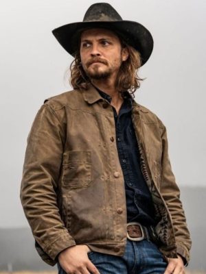 Luke Grimes Yellowstone Kayce Dutton Brown Waxed Jacket