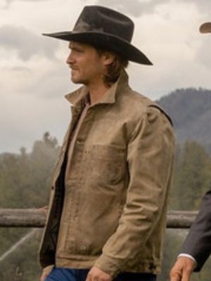 Luke Grimes Yellowstone Kayce Dutton Brown Waxed Jacket