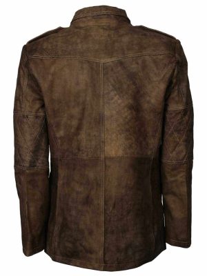 Damian Vintage Brown Distressed Leather Coat For Men