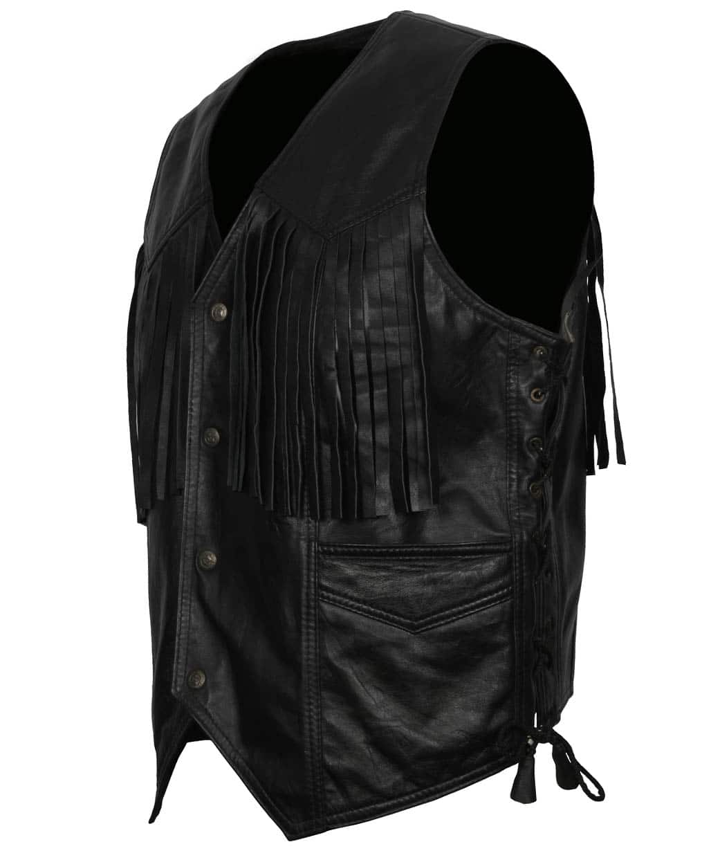 Edwin Black Cowboy Fringe Leather Vest