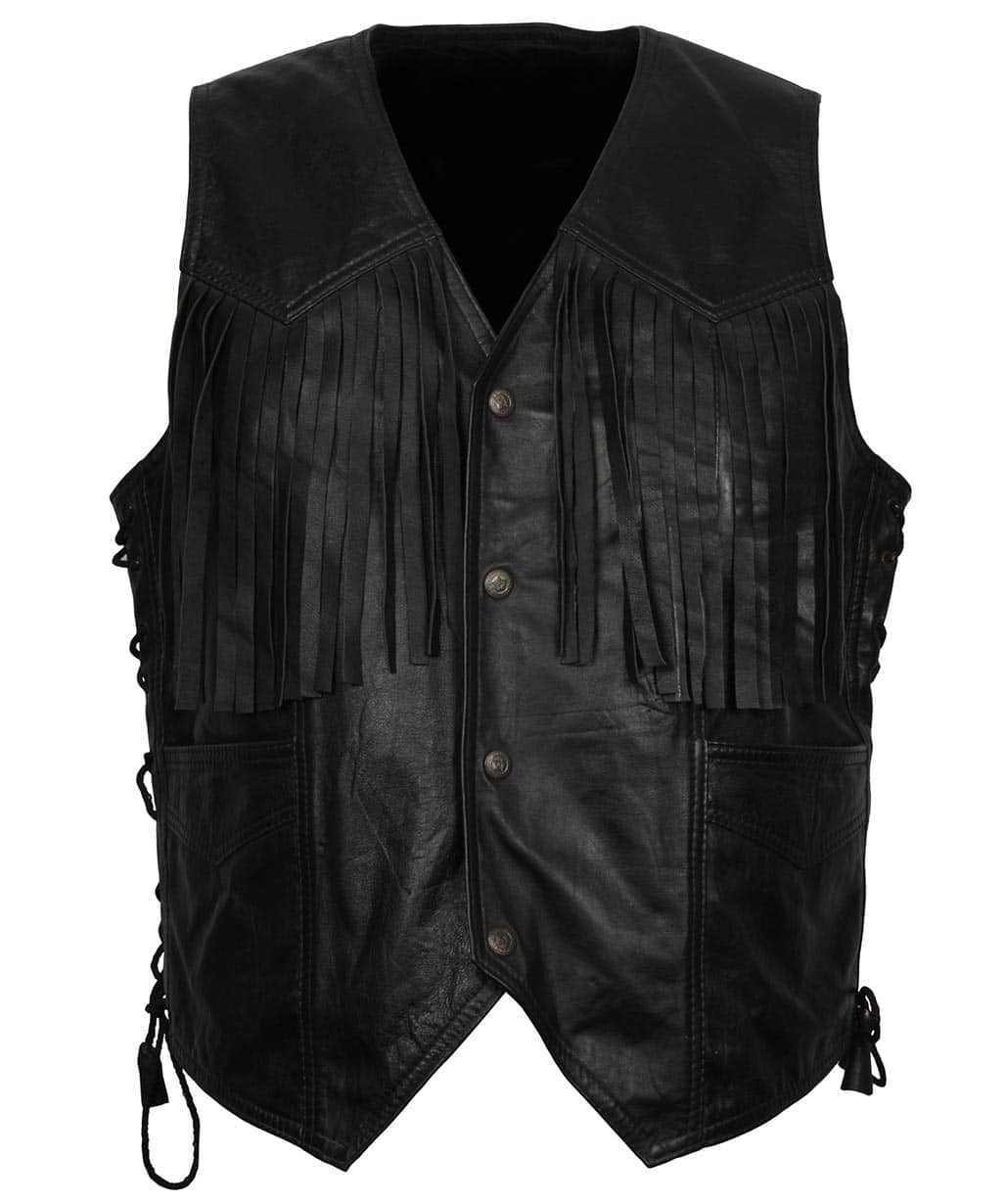 Edwin Black Cowboy Fringe Leather Vest