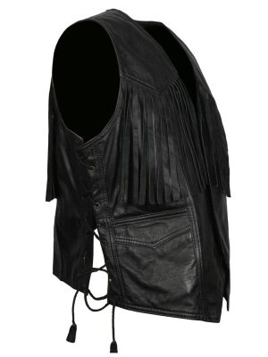 Edwin Black Cowboy Fringe Leather Vest
