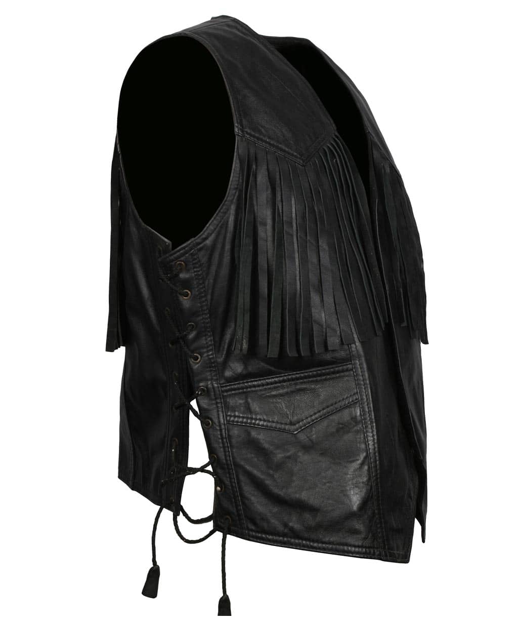 Edwin Black Cowboy Fringe Leather Vest