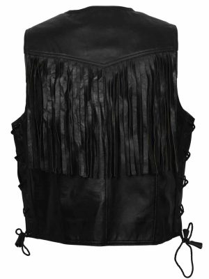 Edwin Black Cowboy Fringe Leather Vest