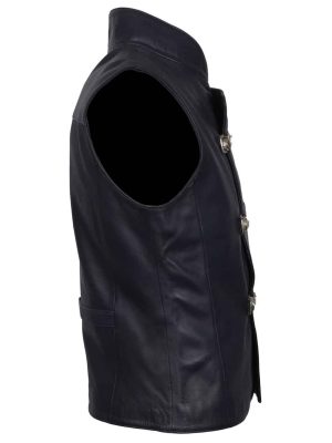 Heracles Men Black Leather Vest