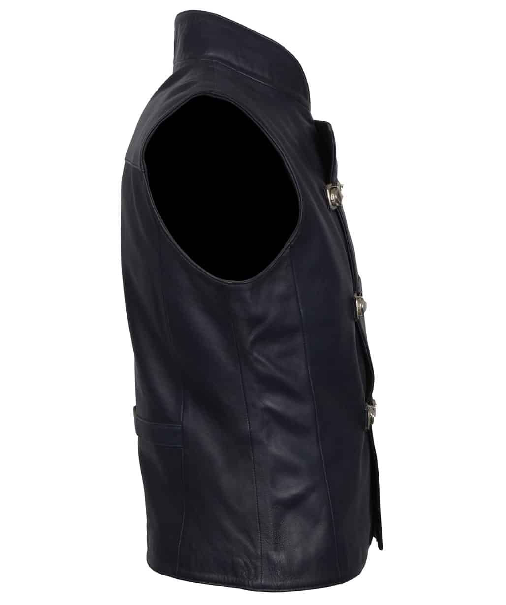 Heracles Men Black Leather Vest