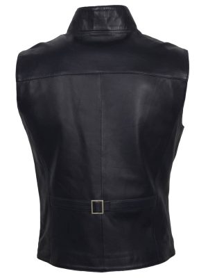 Heracles Men Black Leather Vest