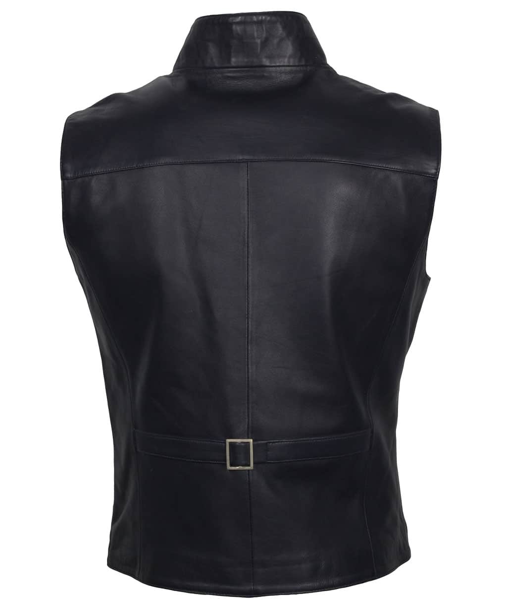 Heracles Men Black Leather Vest
