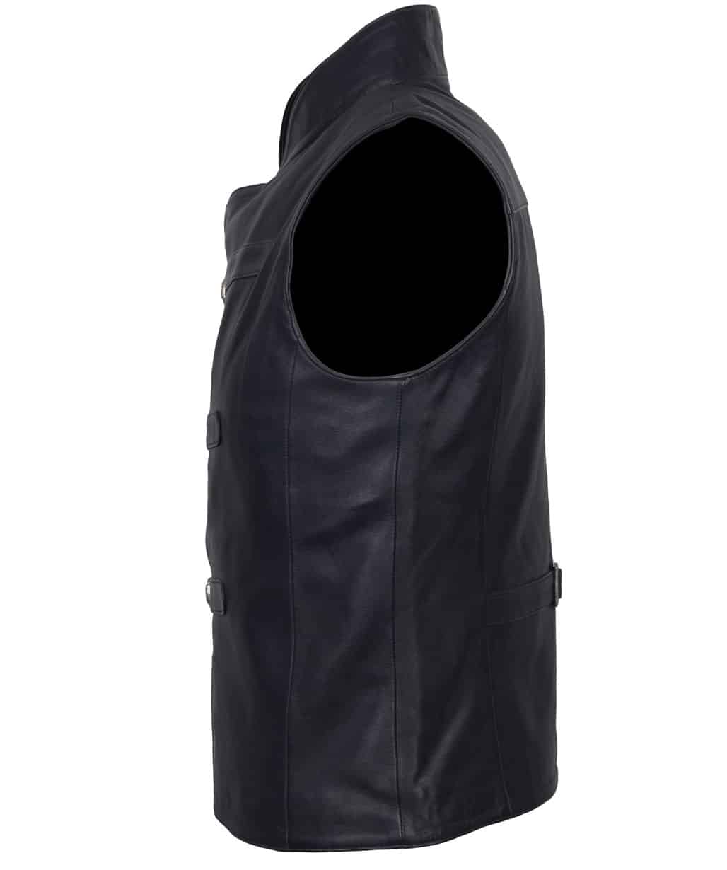 Heracles Men Black Leather Vest