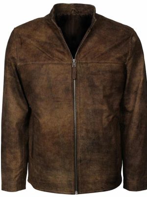 Jonas Distressed Brown Leather Designer Jacket