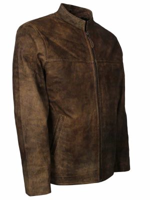 Jonas Distressed Brown Leather Designer Jacket